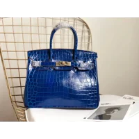 Luxury Crocodile-Embossed Top-Grain Cowhide Handbag
