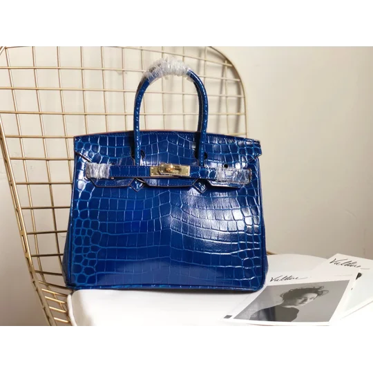 Luxury Crocodile-Embossed Top-Grain Cowhide Handbag