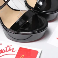 Christian Louboutin Choca 150mm sandal is a bold, high-heeled strappy platform shoe
