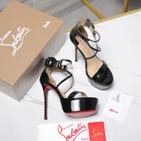 Christian Louboutin Choca 150mm sandal is a bold, high-heeled strappy platform shoe