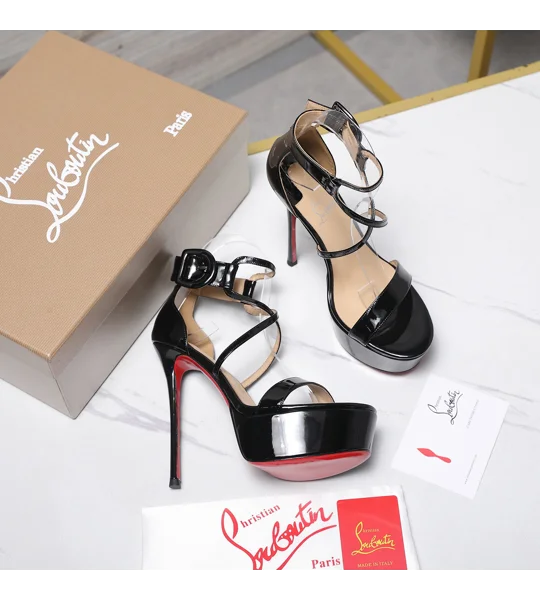 Christian Louboutin Choca 150mm sandal is a bold, high-heeled strappy platform shoe
