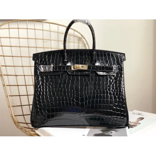 Luxury Crocodile-Embossed Top-Grain Cowhide Handbag