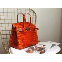 Luxury Crocodile-Embossed Top-Grain Cowhide Handbag