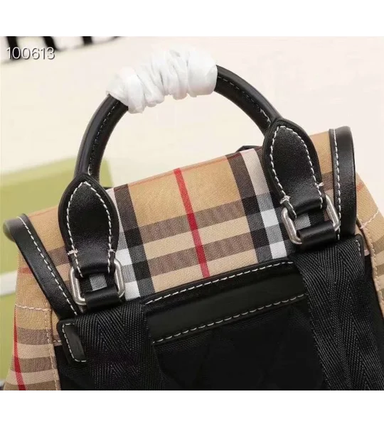 Burberry Yellow Vintage Check Nylon Rucksack Backpack Bag