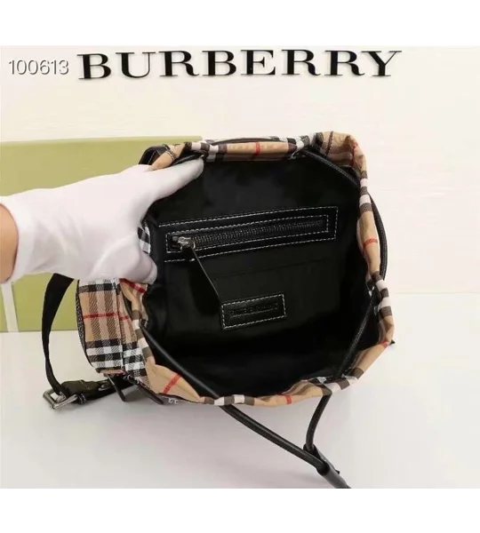 Burberry Yellow Vintage Check Nylon Rucksack Backpack Bag