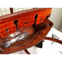 Luxury Crocodile-Embossed Top-Grain Cowhide Handbag
