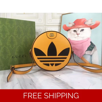 Gucci Black/White Leather X Adidas Round Crossbody Bag