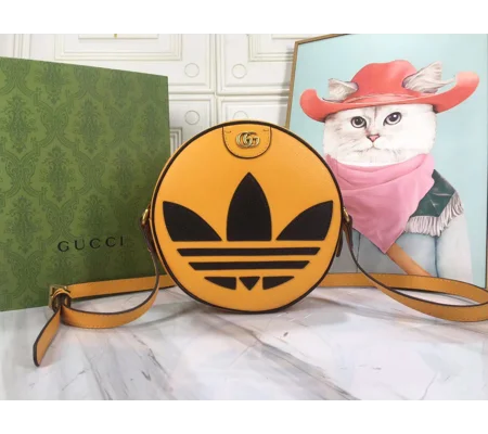 Gucci Black/White Leather X Adidas Round Crossbody Bag
