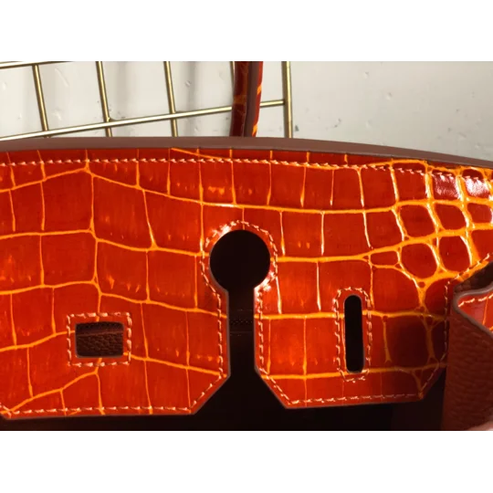 Luxury Crocodile-Embossed Top-Grain Cowhide Handbag