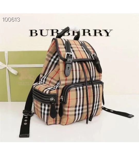 Burberry Yellow Vintage Check Nylon Rucksack Backpack Bag