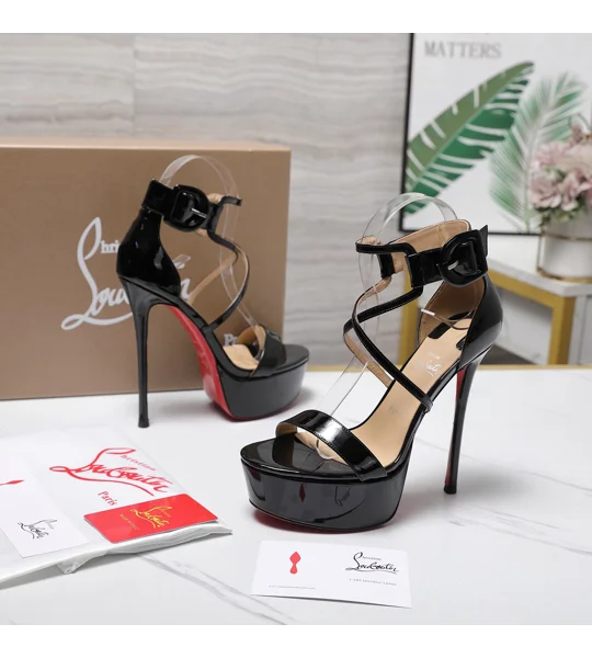 Christian Louboutin Choca 150mm sandal is a bold, high-heeled strappy platform shoe