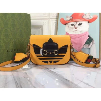 Gucci X ADIDAS Textured Dollar Calfskin Web Trefoil Mini H..