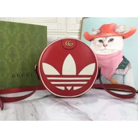 Gucci Black/White Leather X Adidas Round Crossbody Bag