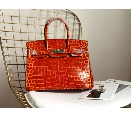 Luxury Crocodile-Embossed Top-Grain Cowhide Handbag