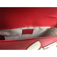 Gucci X ADIDAS Textured Dollar Calfskin Web Trefoil Mini Horsebit 1955 Shoulder Bag Hibiscus Red Off