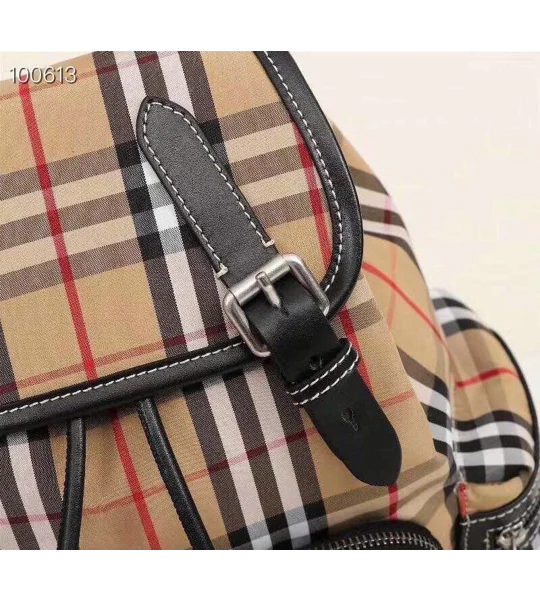 Burberry Yellow Vintage Check Nylon Rucksack Backpack Bag