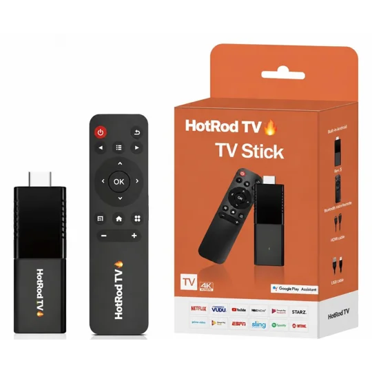 HotRod TV Stick 4K Ultra HD Android Streaming Stick – Plug & Play