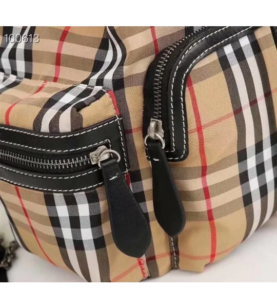 Burberry Yellow Vintage Check Nylon Rucksack Backpack Bag