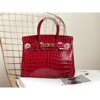 Luxury Crocodile-Embossed Top-Grain Cowhide Handbag