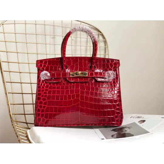 Luxury Crocodile-Embossed Top-Grain Cowhide Handbag