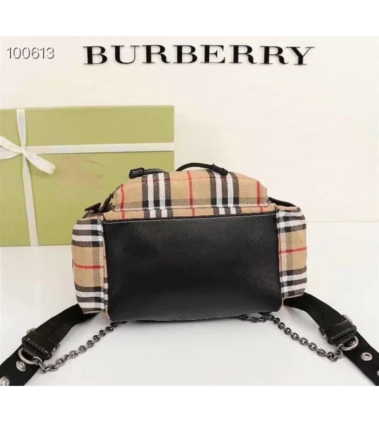 Burberry Yellow Vintage Check Nylon Rucksack Backpack Bag