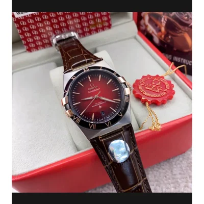 Constellation 41 mm, steel ‑ Sedna™ gold on leather strap ..