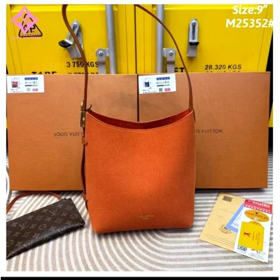 LV Luxury Suede Hobo Shoulder Bag with Monogram Pouch M144..