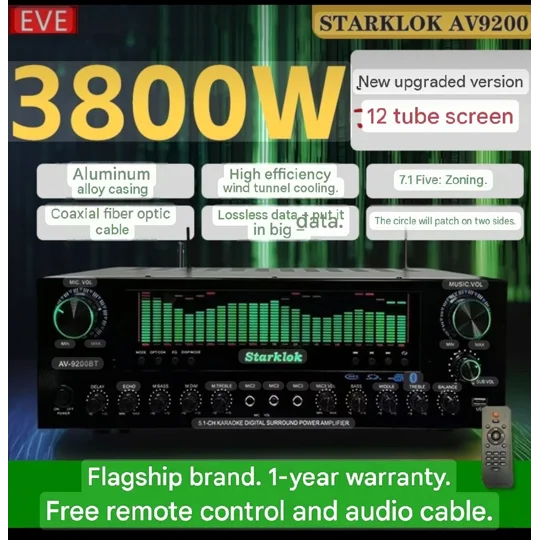 Starklok AV-9200BT 5.1 Channel Karaoke Amplifier with Bluetooth 5.0