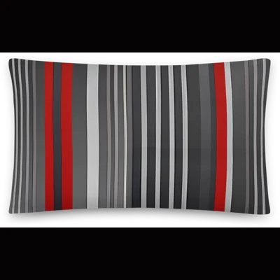 COTTON PILLOW 20X12 RED  BLACK GREY
