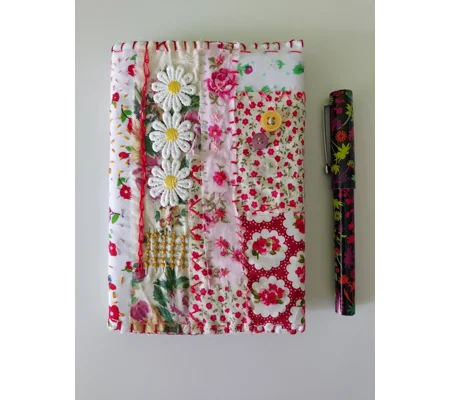 A6 Handmade Notebook with Removable handstitched Fabric Cover and free pen