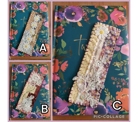 Handmade Fabric Bookmark - Patchwork and wool backing