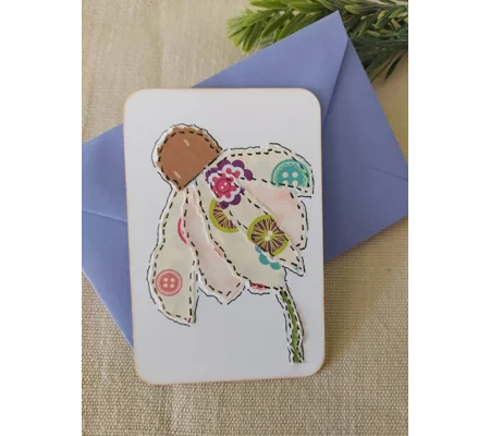Handmade Flower Collage Notecard - Eco Friendly Flat Card (A6)