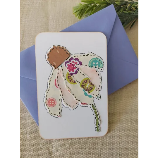 Handmade Flower Collage Notecard - Eco Friendly Flat Card (A6)
