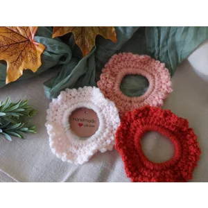 Autumn Crochet Scrunchies Pack of 3 - Blush, Rose, Rust