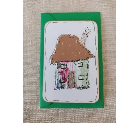 Handmade Cottage Collage Notecard - Eco Friendly Flat Card (A6)