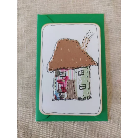 Handmade Cottage Collage Notecard - Eco Friendly Flat Card (A6)