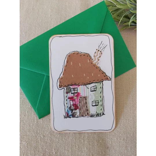 Handmade Cottage Collage Notecard - Eco Friendly Flat Card (A6)