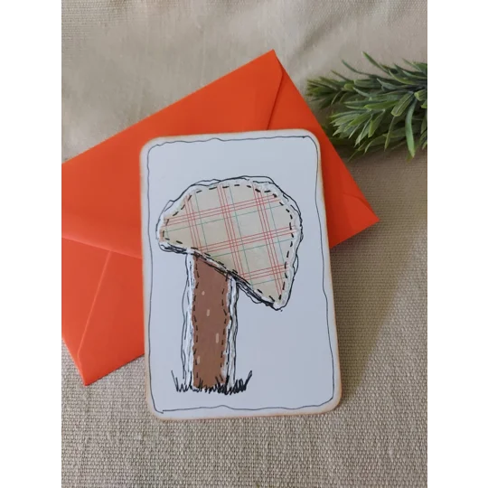 Handmade Mushroom or Toadstool Collage Notecard - Eco Friendly Flat Card (A6)