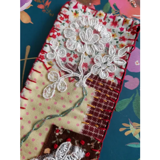 Handmade Fabric Bookmark - Patchwork and wool backing