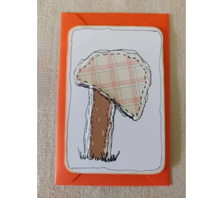 Handmade Mushroom or Toadstool Collage Notecard - Eco Friendly Flat Card (A6)