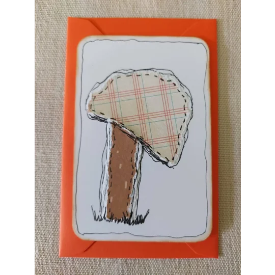 Handmade Mushroom or Toadstool Collage Notecard - Eco Friendly Flat Card (A6)