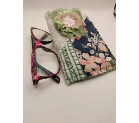 Hand-stitched Eyeglasses Case - Floral Patchwork Design