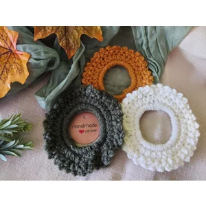 Autumn Crochet Scrunchies Pack of 3 - Forest, Mustard, Cream
