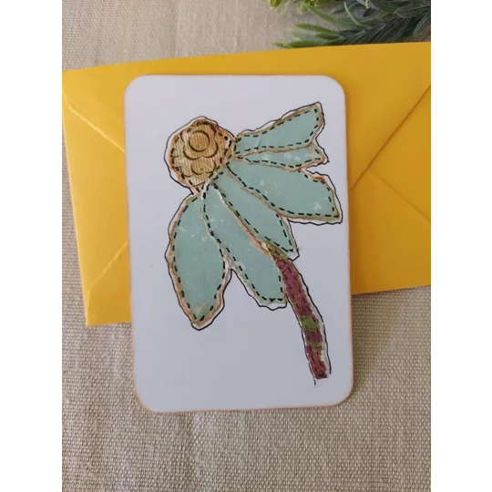 Handmade Flower Collage Notecard - Eco Friendly Flat Card (A6)