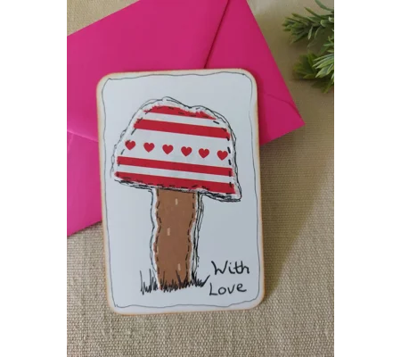 Handmade Mushroom or Toadstool Collage Notecard - Eco Friendly Flat Card (A6)