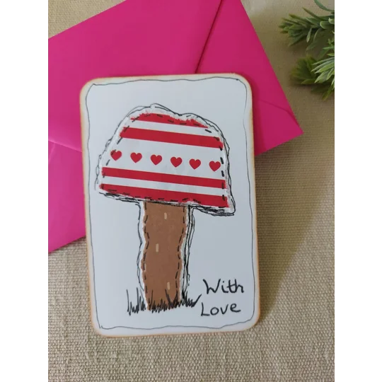 Handmade Mushroom or Toadstool Collage Notecard - Eco Friendly Flat Card (A6)