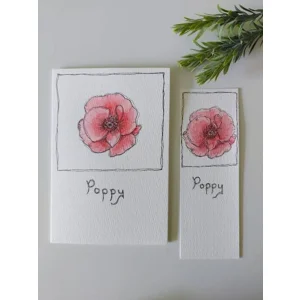Floral greeting card plus bookmark - Poppy