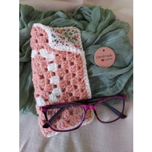 Crochet Eyeglasses Case - Soft lined, Fold-Over Top