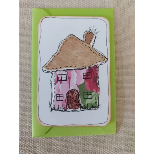 Handmade Cottage Collage Notecard - Eco Friendly Flat Card (A6)