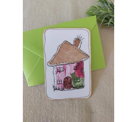 Handmade Cottage Collage Notecard - Eco Friendly Flat Card (A6)
